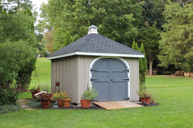 Hip roof shed.