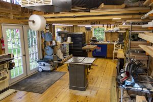Woodworking shed interior.