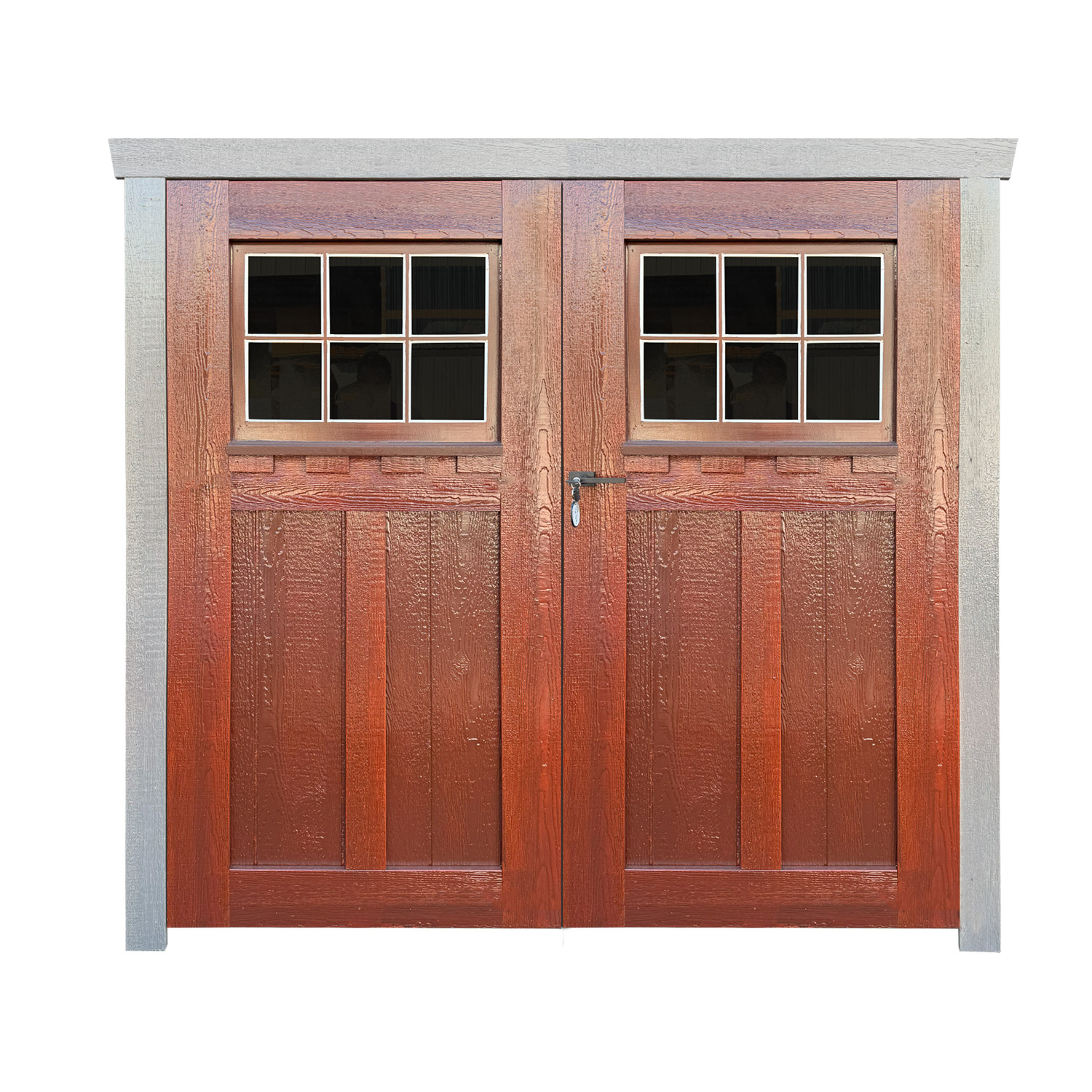 Craftsman Wood Double Door with Glass