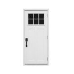 single craftsman door with glass