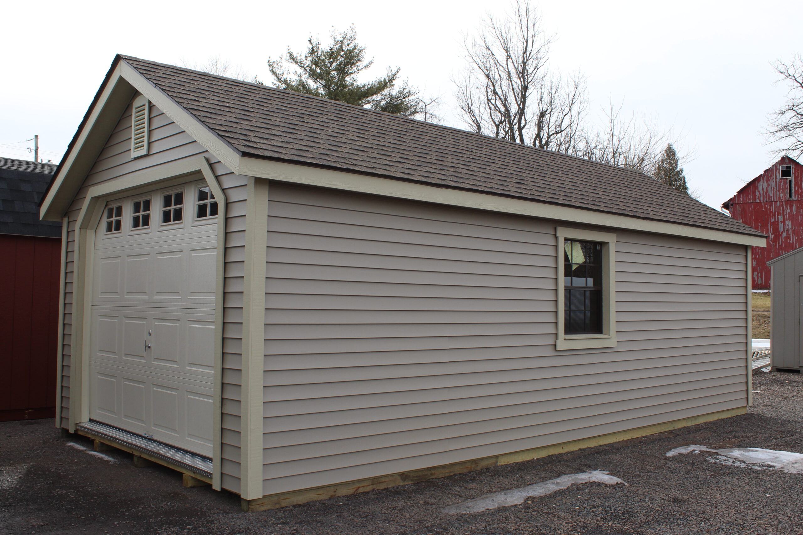 12×24 Garden Shed Garage with Vinyl Siding